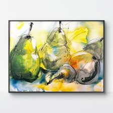 SAMATOWIC Original Abstract Expressionism 11x14 Pears Handmade Signed Art 10 picture