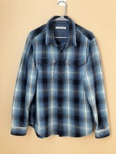 Outerknown Blanket Shirt Men's Size Large Blue Plaid Flannel Button Up picture