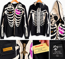 Vintage 2006 LRG Dead Serious Skeleton Hoodie 3XL Black Purple Full Zip Y2K picture