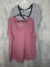 Torrid Size 2 Lot of 2 Classic Fit V-Neck Short Sleeve Shirts picture