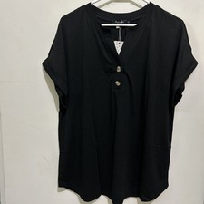 AUTOMET Womens Tops Casual Basic T Shirts Loose Fit XL Black NWT picture