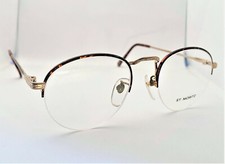 New True Vintage St. Moritz Fire Tortoise Semi Rimless Round Eyeglass Frames NOS picture