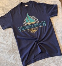 Vintage Virginia Beach Sailboat Navy Blue T-Shirt Size Medium Tourist picture