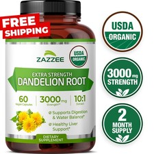 Zazzee USDA Organic Dandelion Root 10:1 Extract, 3000 mg Strength, 60 Capsules picture