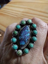 Gorgeous Sterling Silver Turquoise Adjustable Ring.  See Pictures picture