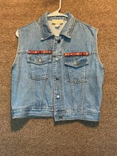 Gino Ginori VINTAGE USA MADE Demin Vest Aztec Trim Accents S Cowgirl Rodeo picture
