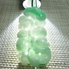 Certified Green Burma 100% Natural A jadeite jade Pendant~Dragon 龙 如意 生意兴隆 picture