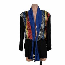 Vtg Sharon Anthony Jacket Kimono 20W Bohemian Open Front Art 2 Wear Shrug Duster picture