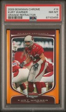 2009 Bowman Chrome #14 Kurt Warner Orange Refractor PSA 8 #/25 SP picture