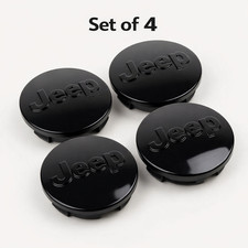Jeep Set of 4 Black 63mm Wheel Center Caps – Grand Cherokee, Wrangler, Compass picture