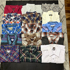 Wrangler plains VTG western pearl snap button shirt lot MIXED SIZE —Lot of 15— picture