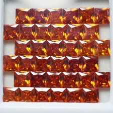 12 Pcs NATURAL Orange Sapphire CERTIFIED Square Shape Loose Gemstone 5x5 MM Lot picture