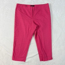 Talbots Eyelet Cropped Pants Womens 12P Pink Excellent Signature Cotton Trousers picture