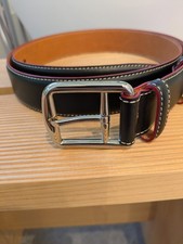 Authentic Ferrari Men's Black Italian Leather Belt w/ Contrast Stitching XL NWOT picture
