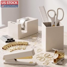 US Stock Aesthetic Desk Accessories Set Women Office Organizer Gold Kit picture