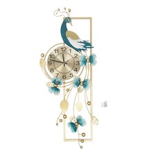 Luxury Crystal Peacock Large Wall Clock Metal Wall Watch Living Room Decor Gift picture