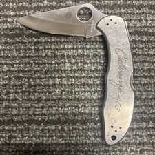 Spyderco Delica 4 Folding Knife Plain Edge VG10 Blade Stainless Steel, Engraved picture