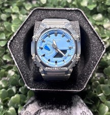 Casio G-Shock GA-2100HC Clear Skeleton Blue Dial CasiOak Watch Box & Tin picture