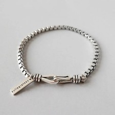 Vintage Thick Box Chain Bracelets Women Sterling Jewelry Gift 7 in nw picture