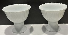 Pier 1 Imports Set of 2 White Raised Pedestal Dessert/Fruit Bowl Cups 6 Oz. EUC picture