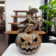 1pc Natural Quartz Carved Pumpkin Witch skull Reiki Crystal Healing Decor picture