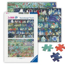 Ravensburger Magic Shelves 2 x 1000pc Jigsaw Puzzle - Potions & Garden Gnomes picture