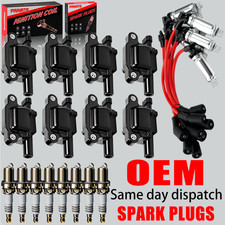 8X OEM Ignition Coil & Iridium Spark Plug & Wire For Chevy GMC 5.3 6.0 6.2 UF413 picture