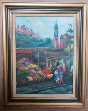 Oil Painting French Fauvist Impressionism Signed DEFUSO Framed Cathedral Girls picture