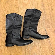 Frye Women’s Black Leather Mid-Calf Boots Round Toe Block Heel US 7 picture