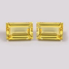 Natural 22 Ct Ceylon Yellow Sapphire Baguette Cut Certified Loose Gemstone Pair picture
