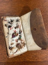 Vtg Richard WHEATLEY England Leather Fly Fishing Book Wallet Aberystwyth Wales picture