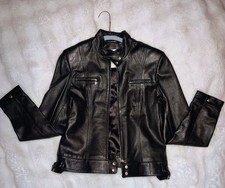 Vintage Hugo Buscati Black Leather Motorcycle Biker Jacket Riding Medium picture