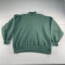 Vintage Turtleneck Sweatshirt Mens XL Green Fleece Made USA 90s Blank Jerzees picture