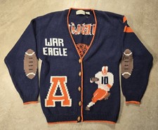 VTG 90s Auburn Tigers  War Eagle Knit Cardigan Sweater Vintage Meduim Football picture