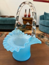 VINTAGE FENTON BABY BLUE CASED GLASS 9.5