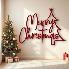 Merry Christmas Tree Metal Wall Art, Holiday Home Decor picture