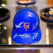 1986 NY Mets Rep Helmet Gooden Dykstra Johnson Mitchell 4 Autos Prime Time COA🔥 picture