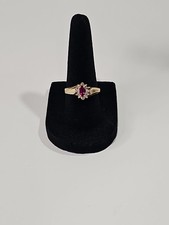 Vintage Marquise Cut Ruby and Diamond Accent 10K Gold Ring picture