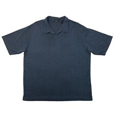 Vintage H&H Polo Shirt Mens XL Extra Large Storm Blue Diamond Print Rayon Blend picture