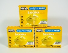 3 Simply Delish BANANA Instant Pudding Dessert Sugar Free Keto 1.7oz 05/2028 picture