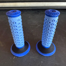 Oakley B-1B Blue BMX Slip-On Rubber Handlebar Grips Pair w/ Bar Ends picture