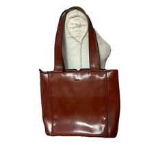 Vtg Mondani NY Brown Simulate Leather Shoulder Handbag Tote Purse Floral Cut Out picture