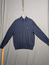 NAUTICA NAVTECH NAVY BLUE L HALF ZIP MOCK NECK SWEATER MENS NWT NEW picture