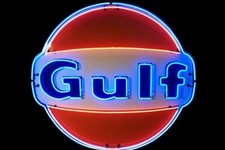 US STOCK Gulf Gasoline Vintage Neon Light Sign For Gas Station Glass Decor 24