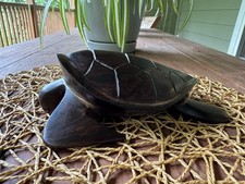 Vintage Ironwood Sea Turtle Hand Carved Wood Sculpture Figurine 7.5