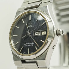RARE *N MINT* Vintage OMEGA Seamaster Cal.1345 Qz Black Push Day/Date 35mm Men's picture