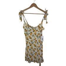 NWT Reformation Christine Mini Dress Size 10 Lemonade Lemon Fruit Cottagecore picture