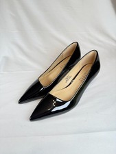 Journee Collection Women’s Black Patent Leather Pointed Toe Kitten Heel Pumps picture