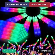 46PCS Foam Glow Sticks, Foam Light Up Sticks with 3 Modes Colorful Flashing, Glo picture