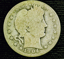 1904 O Barber Quarter  KM#116  90% Silver About Good 3 picture